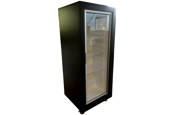 Kühlschrankverkleidung Kunststoffbeschichtete Spanplatte schwarz mit Rollen Verkleidung von Geräten